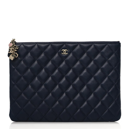 Chanel Lambskin Quilted Medium Casino Beauty CC Cosmetic Case Navy 1 of 8