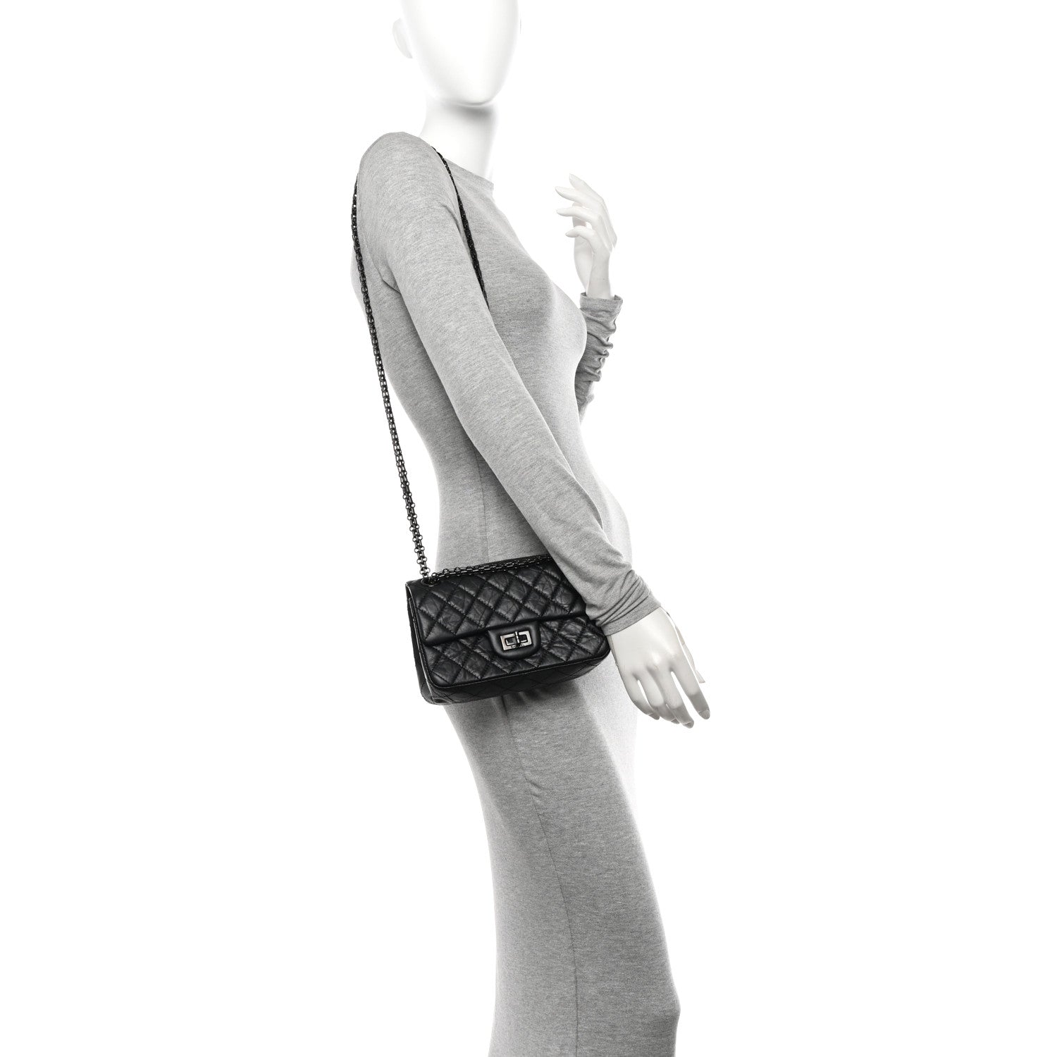 Chanel Aged Calfskin Quilted 2.55 Reissue Mini Flap So Black 2 of 12