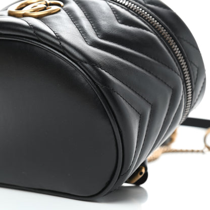 Gucci Calfskin Matelasse Mini GG Marmont Round Backpack Black 6 of 8