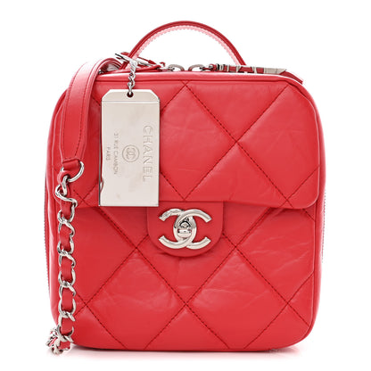 Chanel Aged Calfskin Quilted Top Handle Camera Case Red 1 of 11