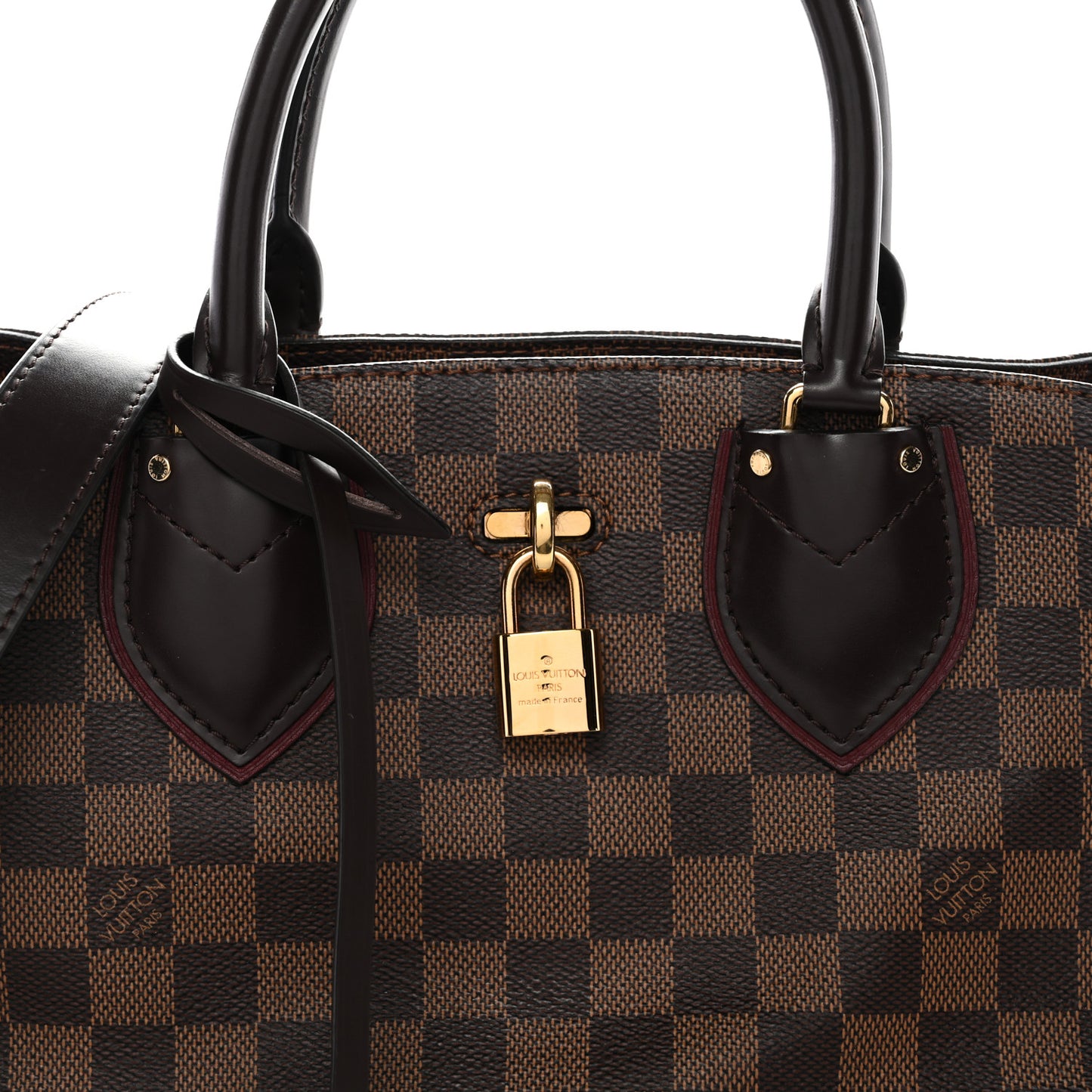 Cuir Taurillon Damier Ebene Normandy Bordeaux