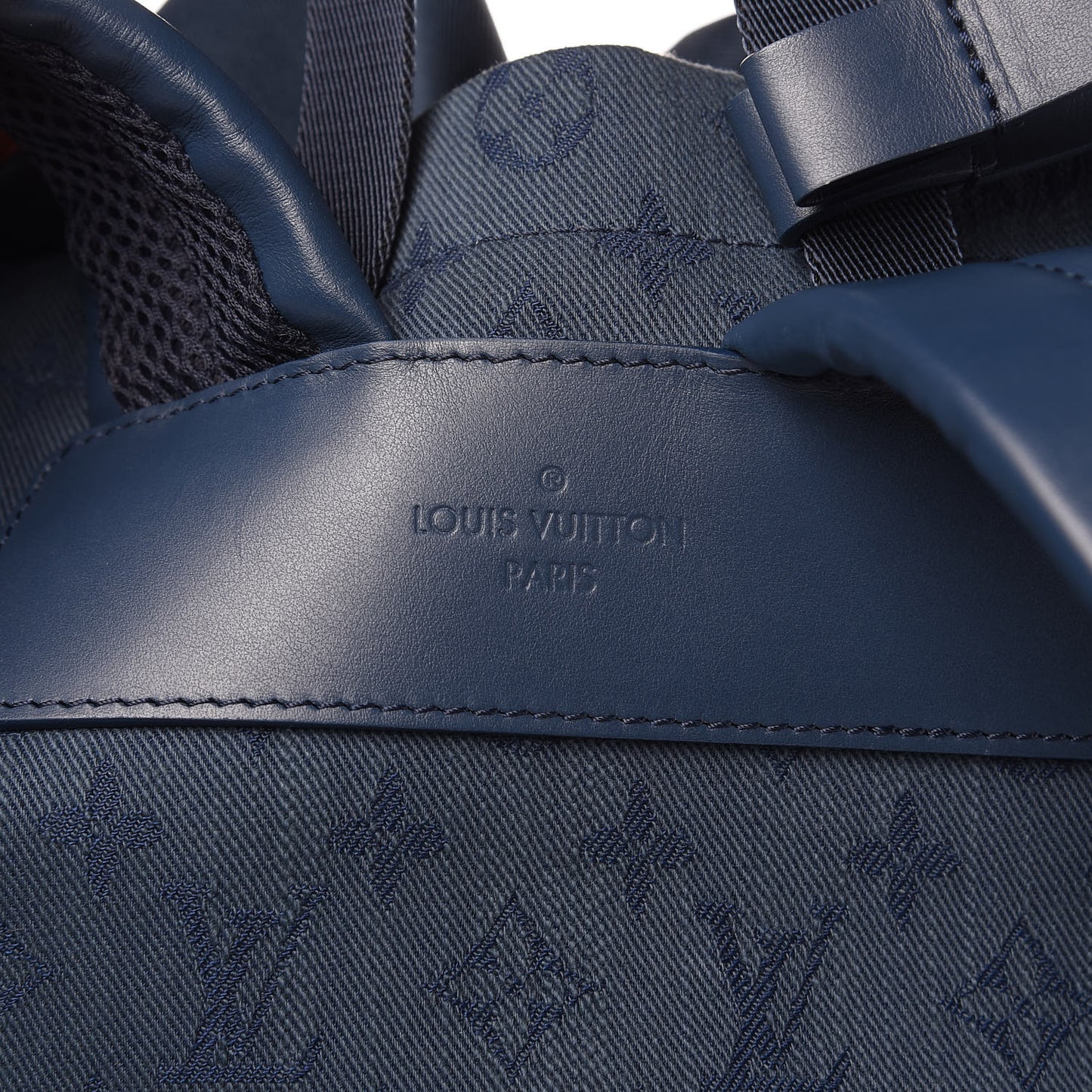 Monogram Denim Chalk Backpack Navy