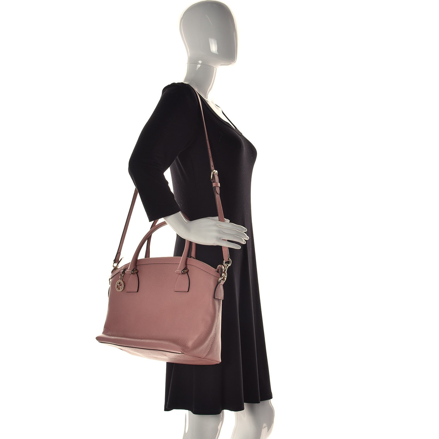 Gucci Dollar Calfskin GG Charm Dome Satchel Soft Pink 2 of 9