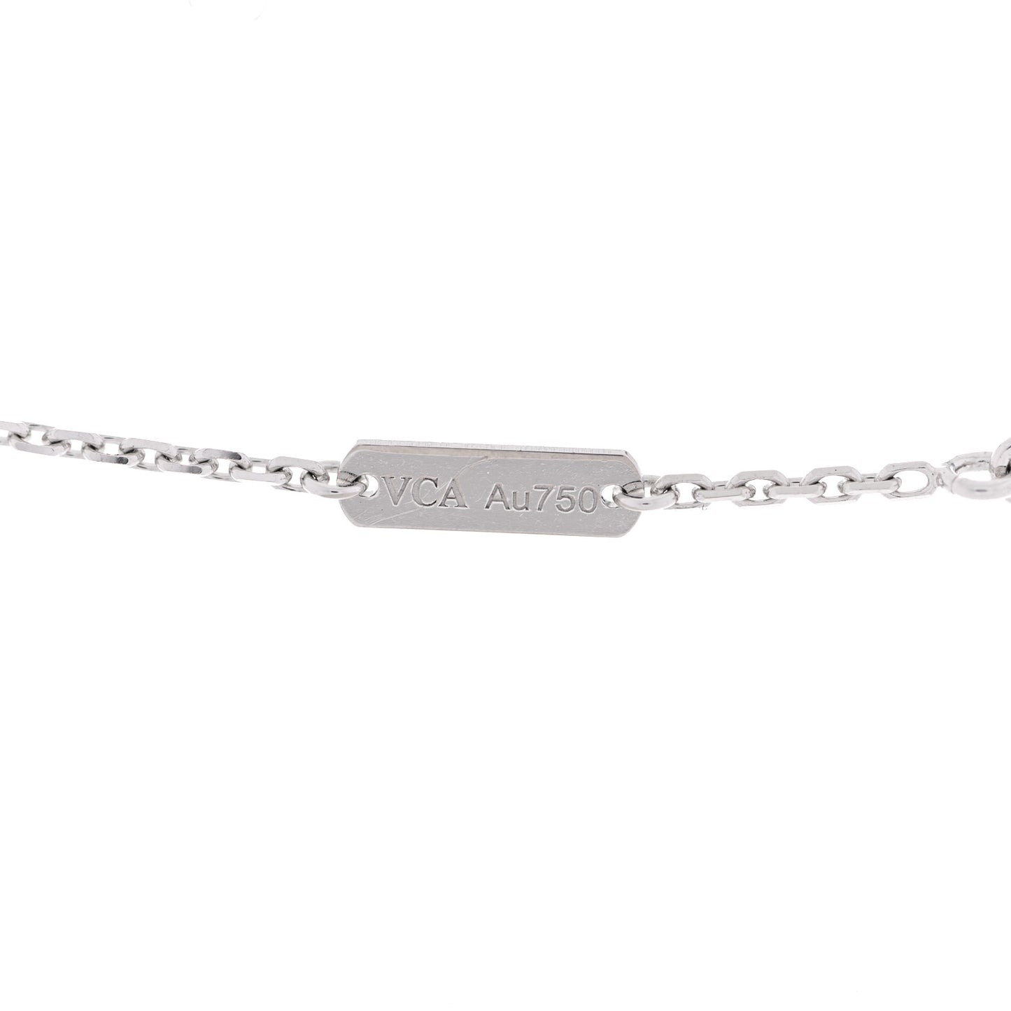 18K White Gold Mother of Pearl Vintage Alhambra Pendant Necklace