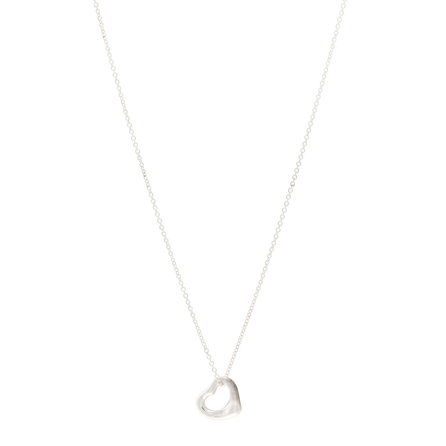 Sterling Silver 11mm Elsa Peretti Open Heart Pendant Necklace