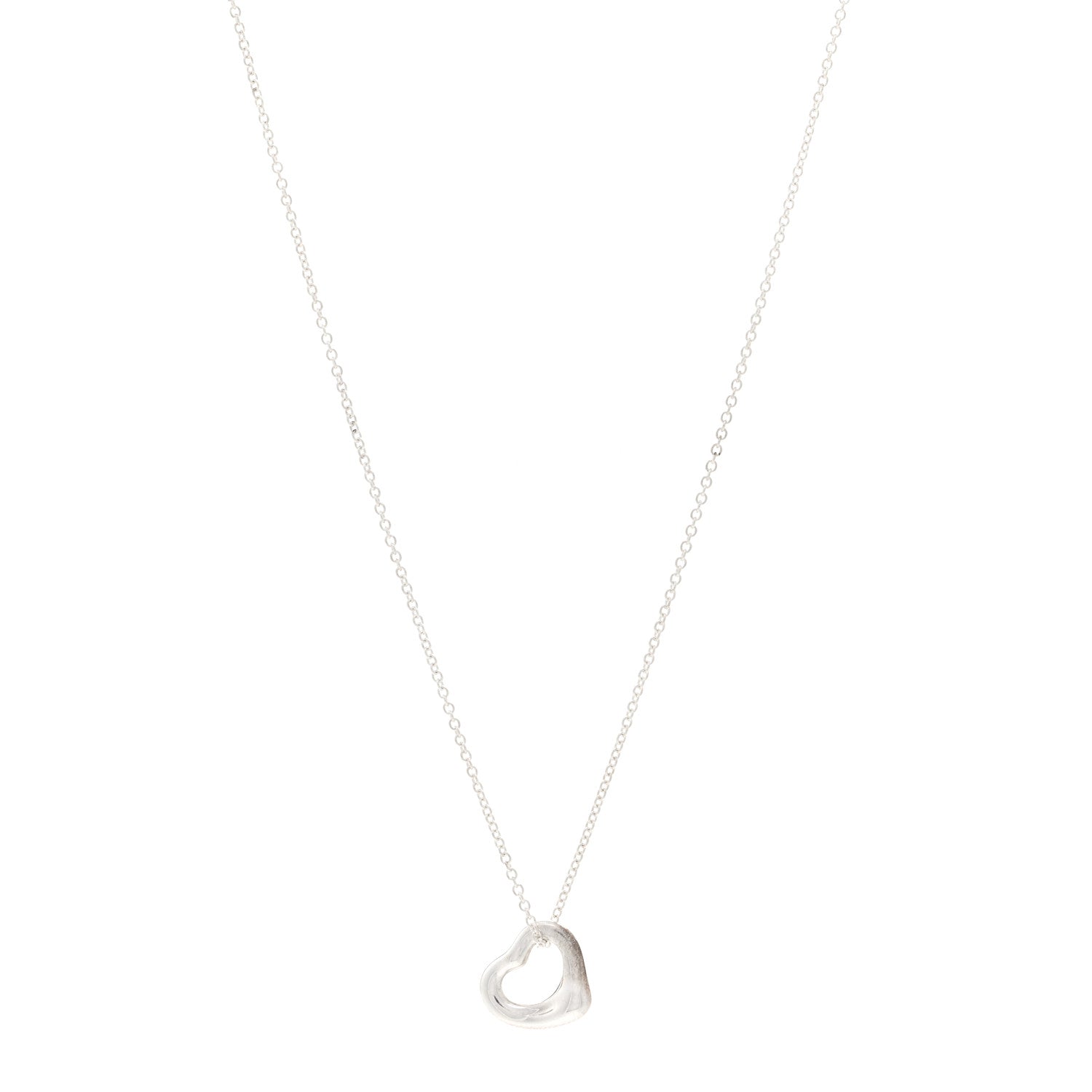 Tiffany Sterling Silver 11mm Elsa Peretti Open Heart Pendant Necklace 1 of 5