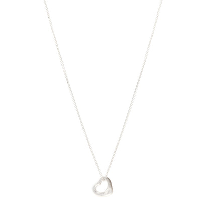 Tiffany Sterling Silver 11mm Elsa Peretti Open Heart Pendant Necklace 1 of 5