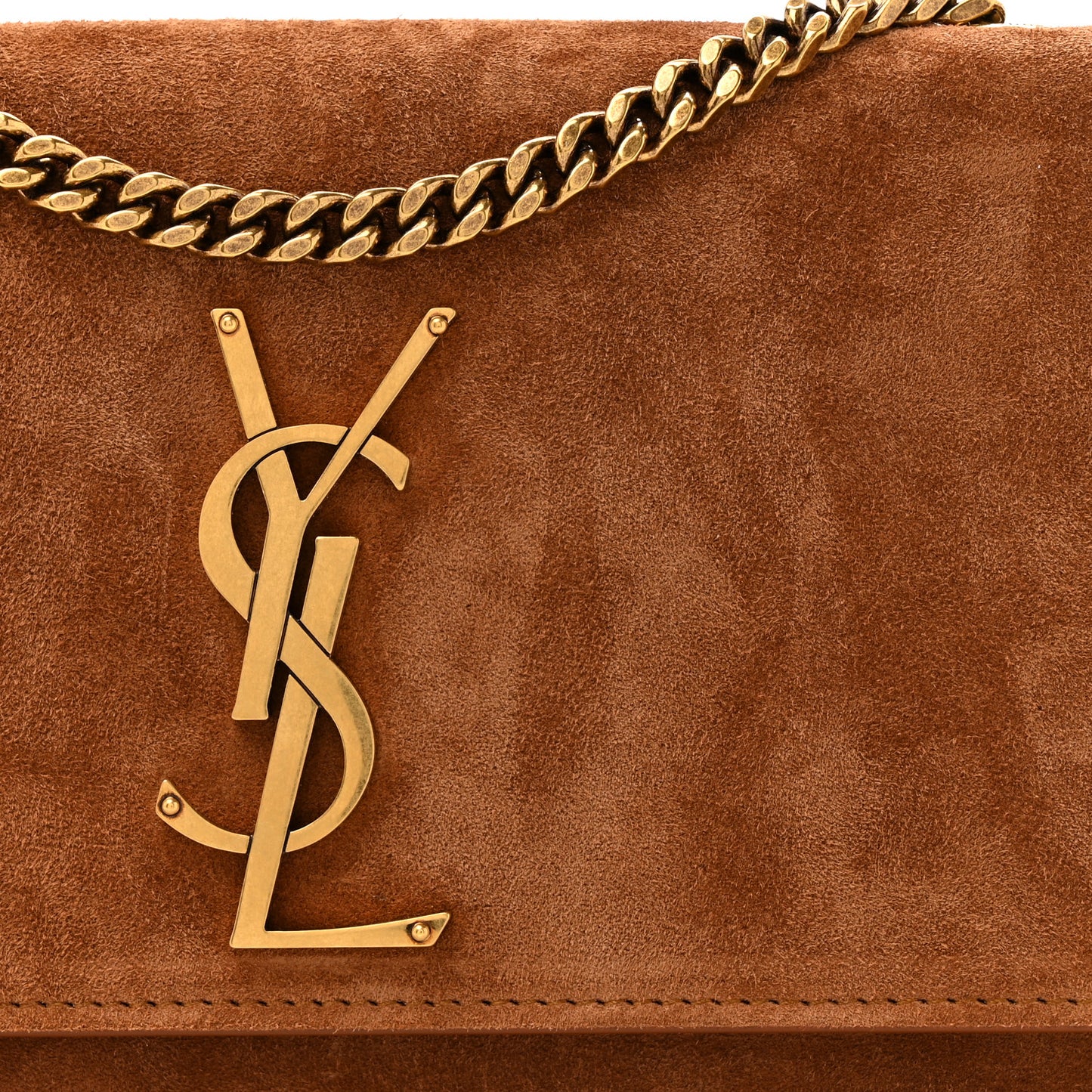 Suede Small Monogram Kate Satchel Macaron