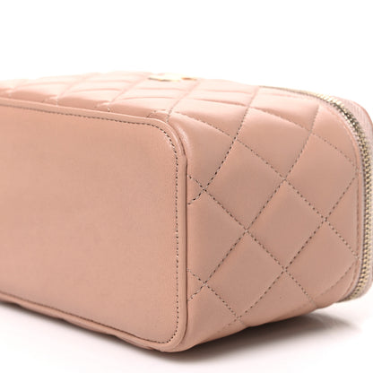 Chanel Lambskin Quilted Small Top Handle Vanity Case With Chain Beige 10 of 11