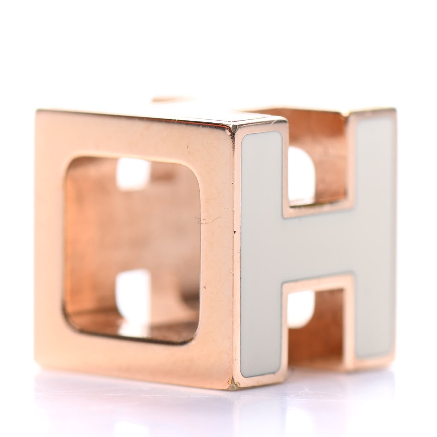 Hermes Rose Gold Lacquered Cage d'H Pendant White 2 of 4