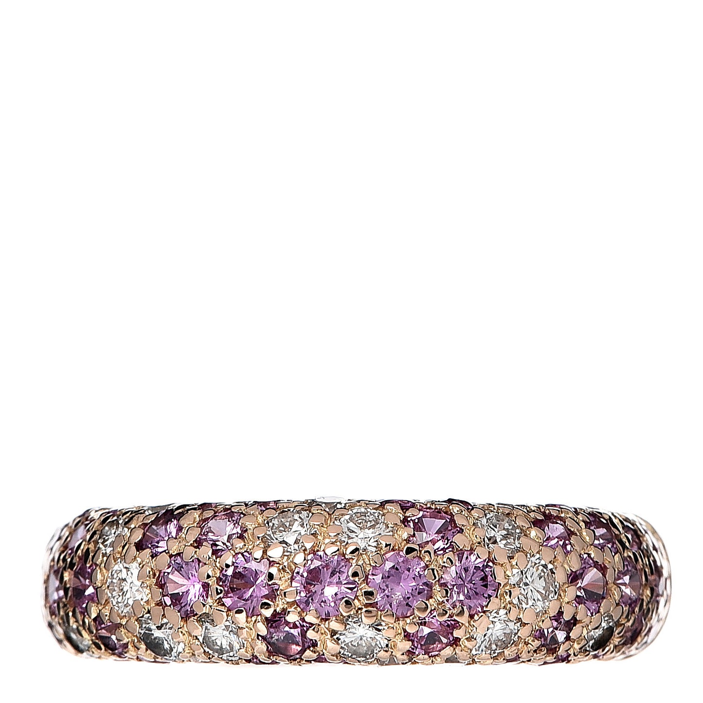 18K Pink Gold Diamond Ruby 6mm Etincelle Ring 50 5.5