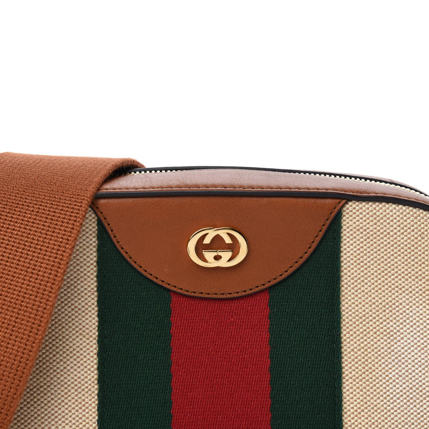 Vintage Canvas Web Shoulder Bag Sand Cuir