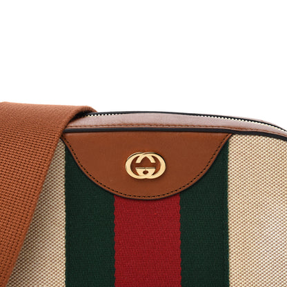 Gucci Vintage Canvas Web Shoulder Bag Sand Cuir 10 of 10
