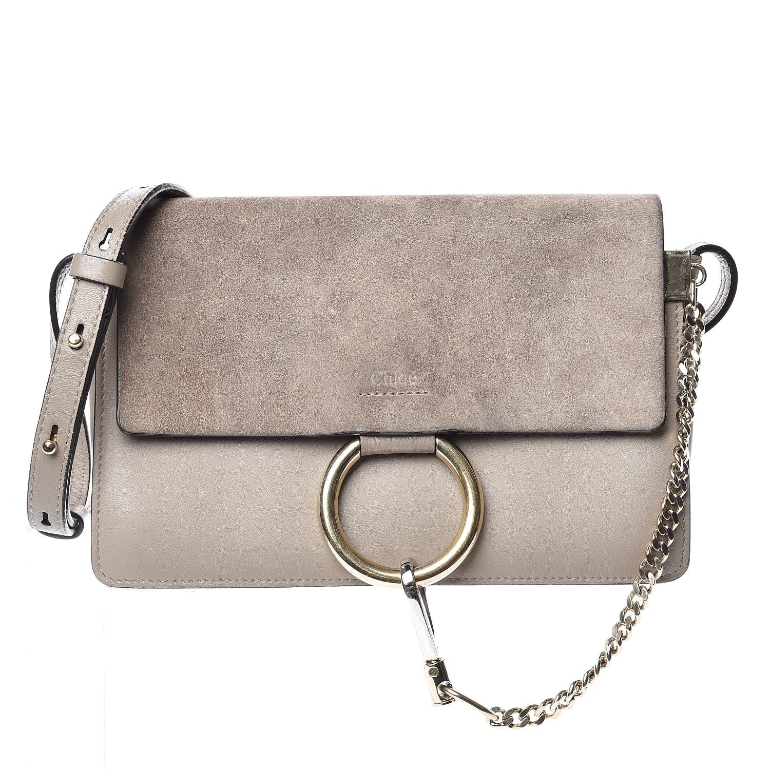 Chloe Suede Calfskin Small Faye Shoulder Bag Motty Grey 1 of 16