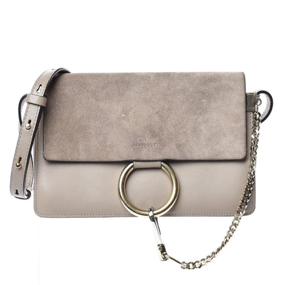 Chloe Suede Calfskin Small Faye Shoulder Bag Motty Grey 1 of 16
