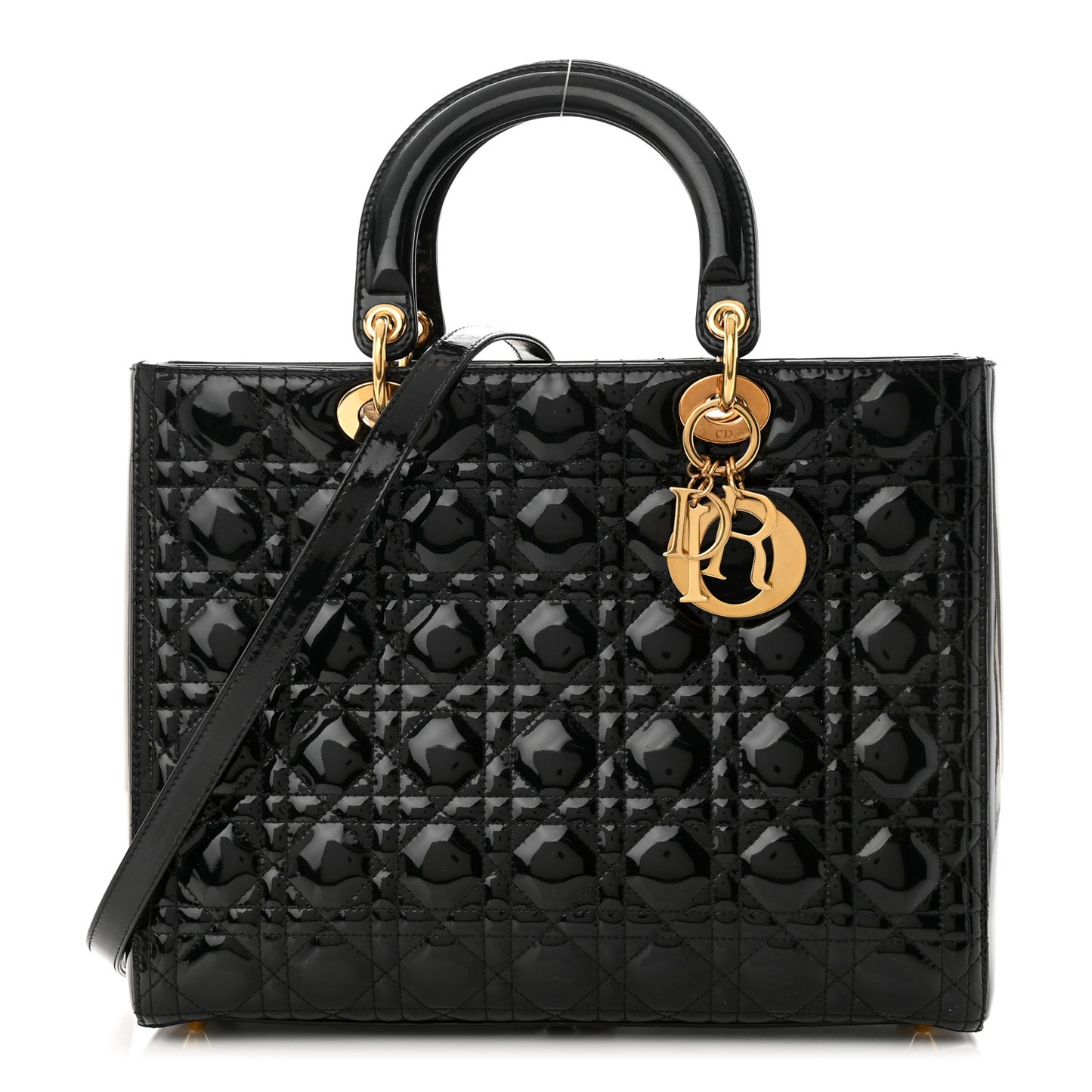 Patent Cannage Large Lady Dior Black