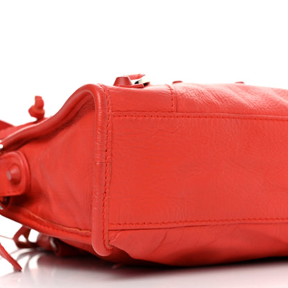 Balenciaga Matte Goatskin Rubber Covered Classic Hardware Mini City Rouge Coquelico Rouge Braise 10 of 17