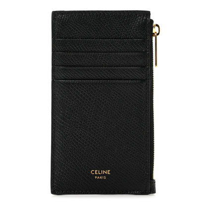 Celine Grained Calfskin Zipped Card Holder Black 1 of 6