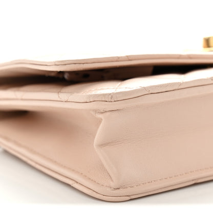 Chanel Lambskin Quilted CC Pearl Crush Wallet on Chain WOC Light Beige 10 of 13