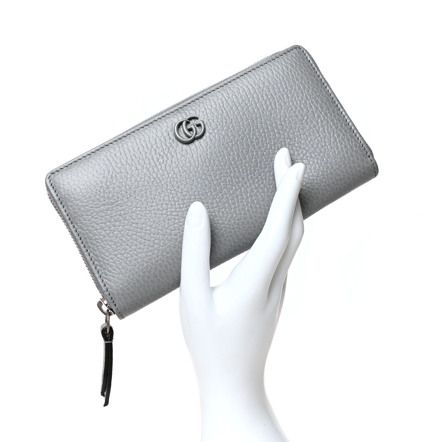 Gucci Dollar Calfskin Monochrome GG Marmont Zip Around Wallet Deep Grey 2 of 8