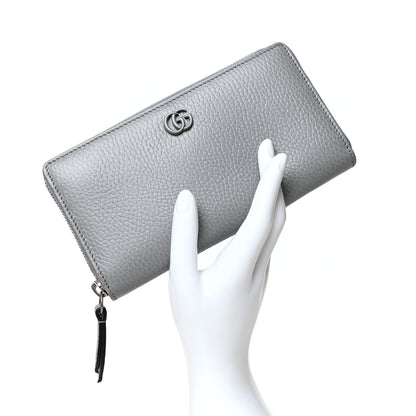 Gucci Dollar Calfskin Monochrome GG Marmont Zip Around Wallet Deep Grey 2 of 8
