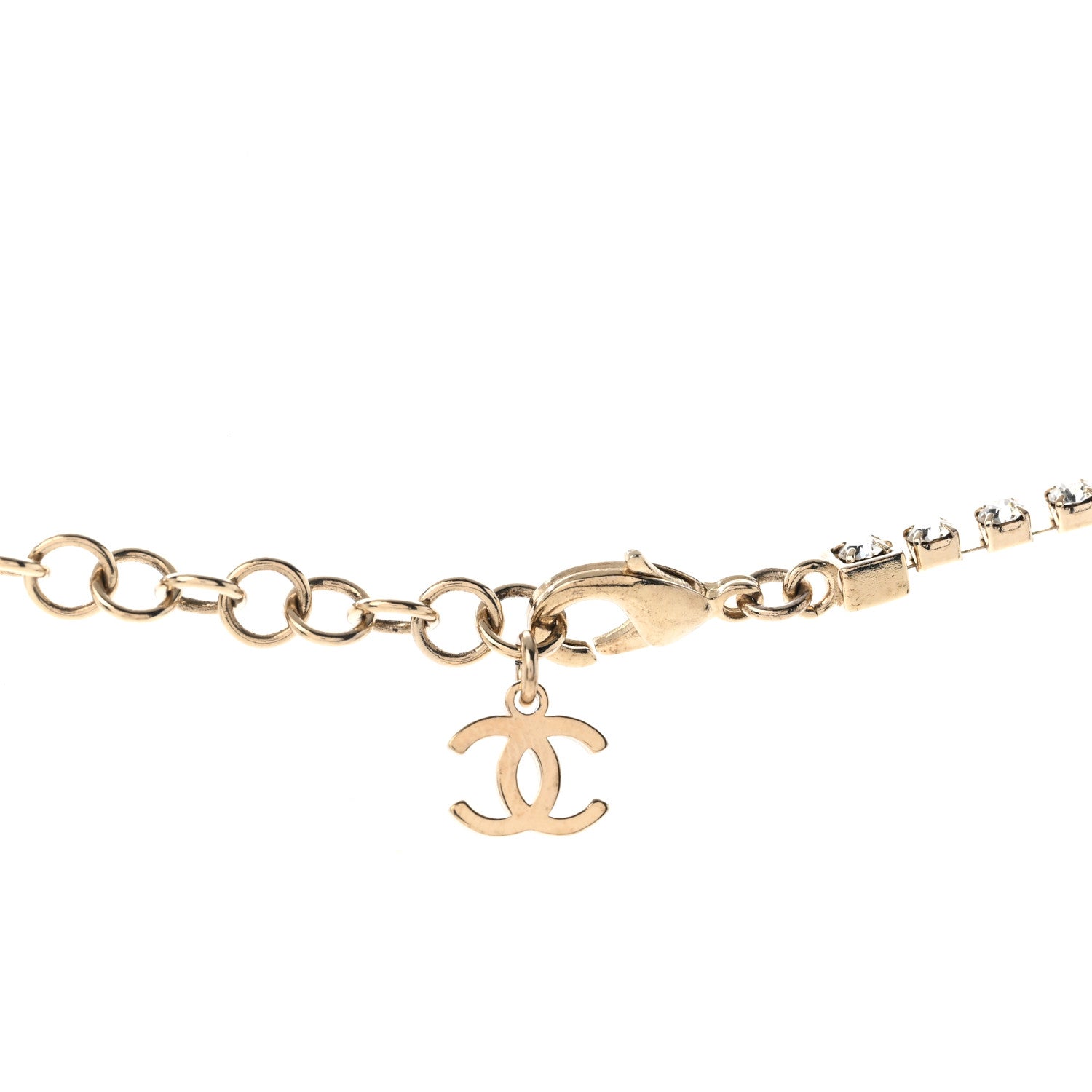 Chanel Crystal Clover Heart Star CC Drop Necklace Silver Gold 6 of 7