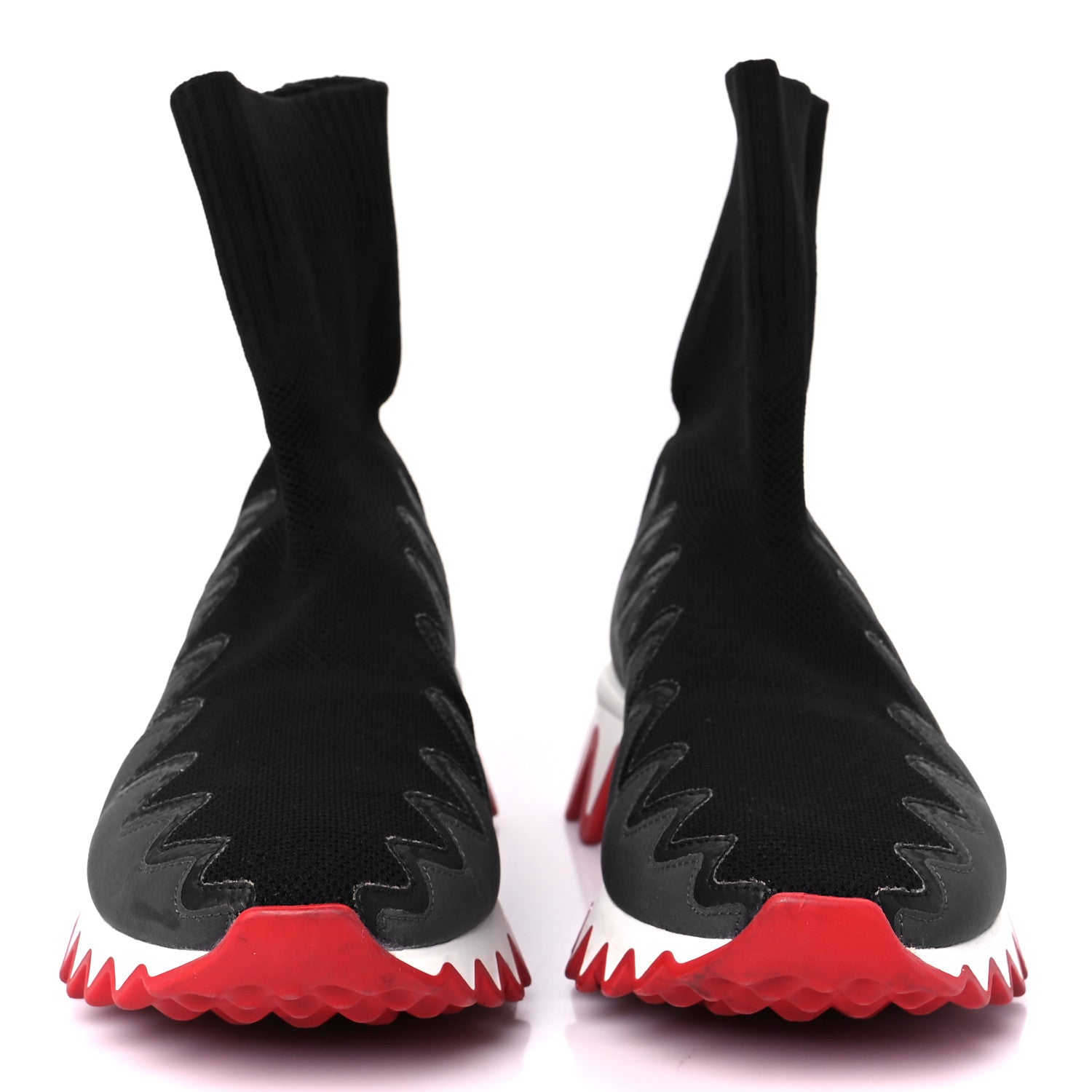 A18002 美品 クリスチャンルブタン Sharky Sock RED 40 Christian Louboutin SHARKY SOCK Women Knit Flat Sneakers Shoes