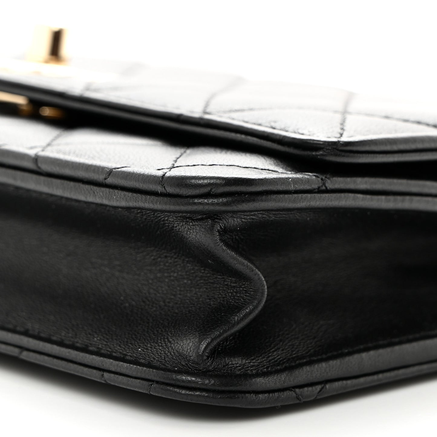 Lambskin Quilted Trendy CC Wallet On Chain WOC Black