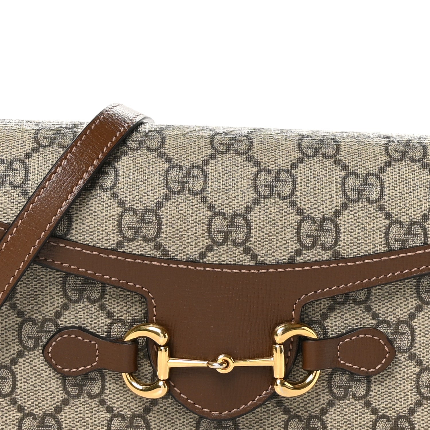 Gucci GG Supreme Monogram Mini Horsebit 1955 Shoulder Bag Beige Brown Sugar 8 of 11