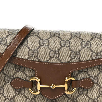 Gucci GG Supreme Monogram Mini Horsebit 1955 Shoulder Bag Beige Brown Sugar 8 of 11