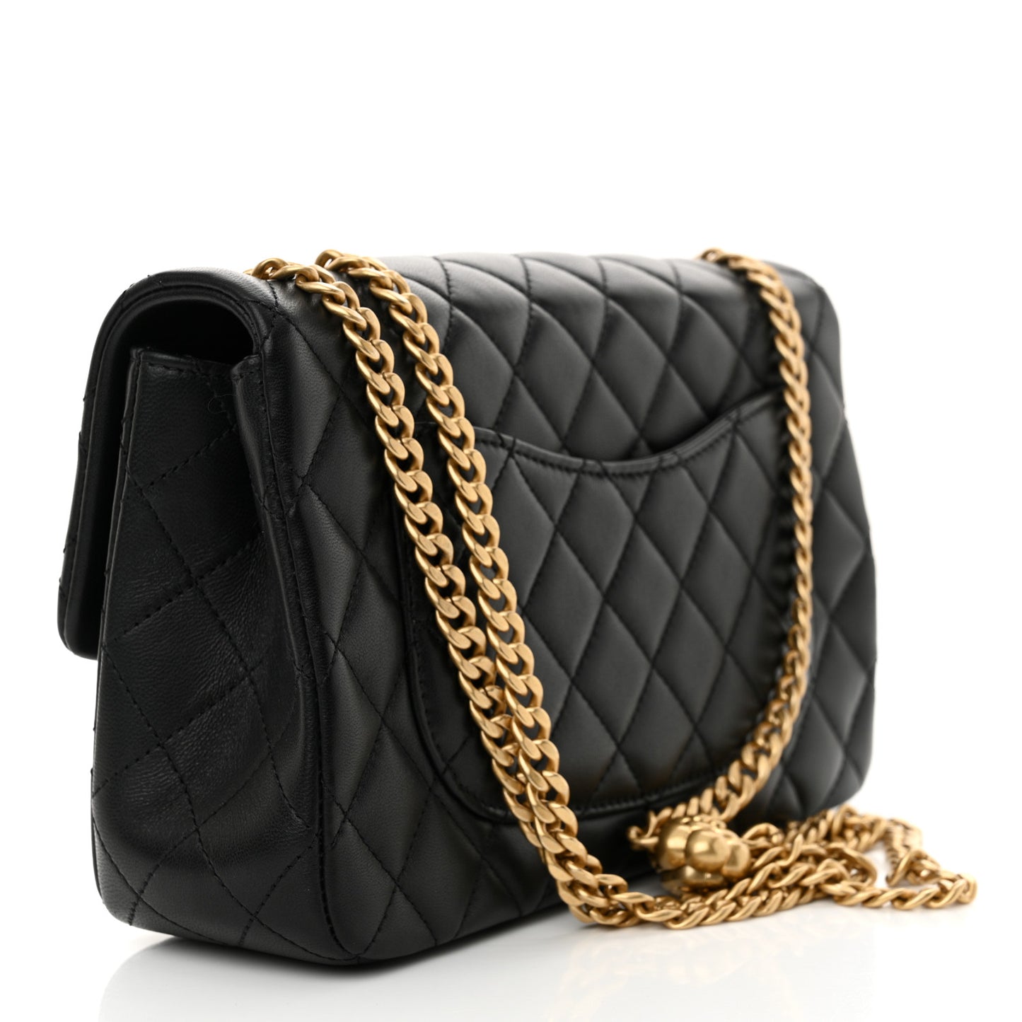 Lambskin Quilted Small Sweet Camellia Flap Black