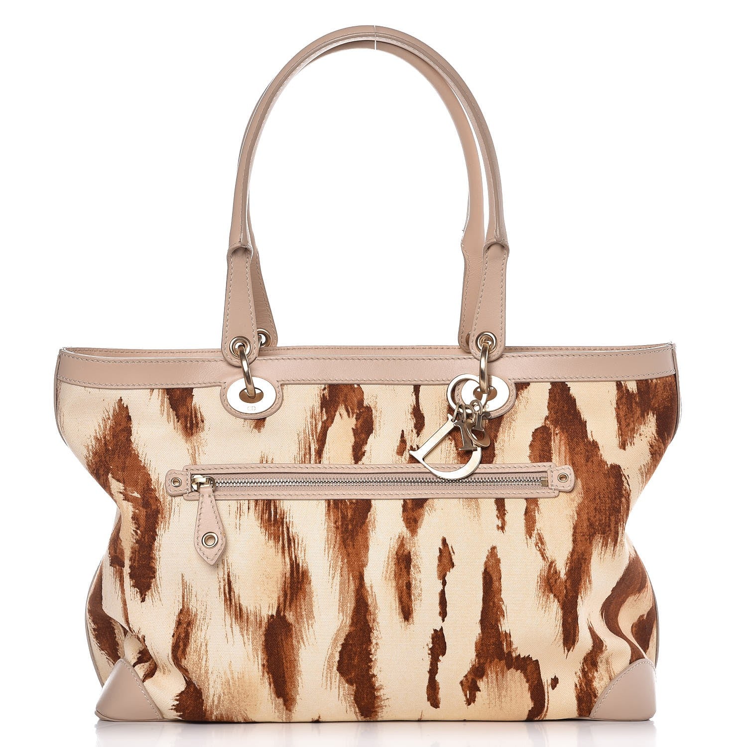 Christian Dior Calfskin Canvas Medium Printed Saint Tropez Tote Beige 1 of 16