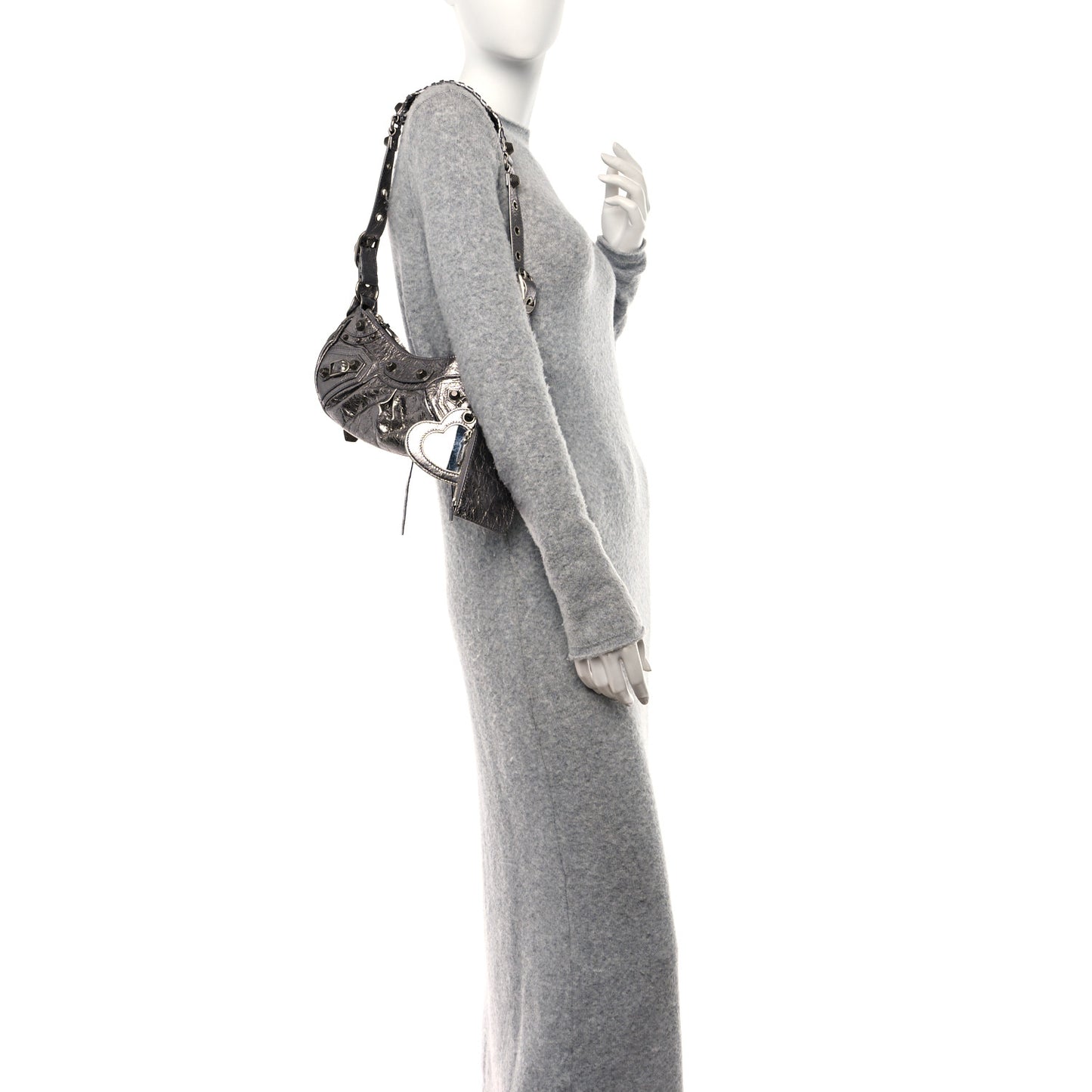 Metallic Agneau Arena Le Cagole Shoulder Bag XS Silver