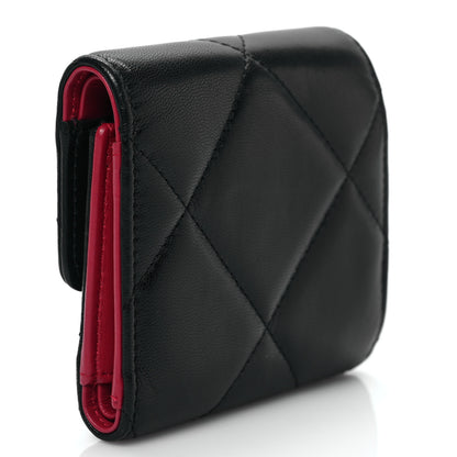 Chanel Lambskin Quilted Chanel 19 Small Flap Wallet Black 3 of 7