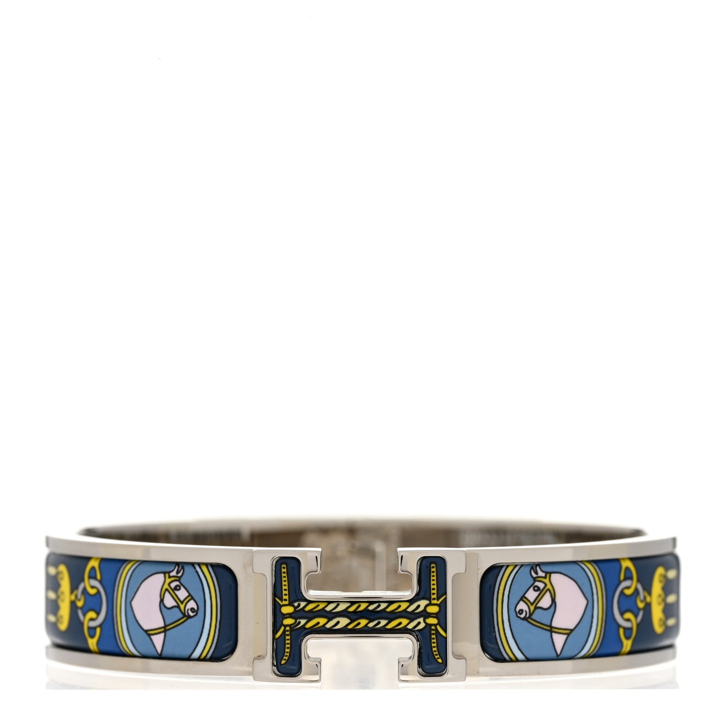 Enamel Printed Narrow Bouquets Selliers Clic Clac H Bracelet PM Ecume