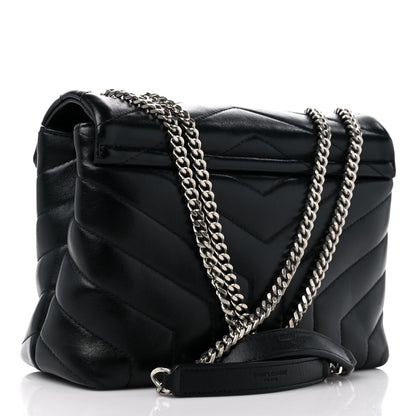 Saint Laurent Calfskin Y Quilted Monogram Small Loulou Chain Satchel Black 3 of 10