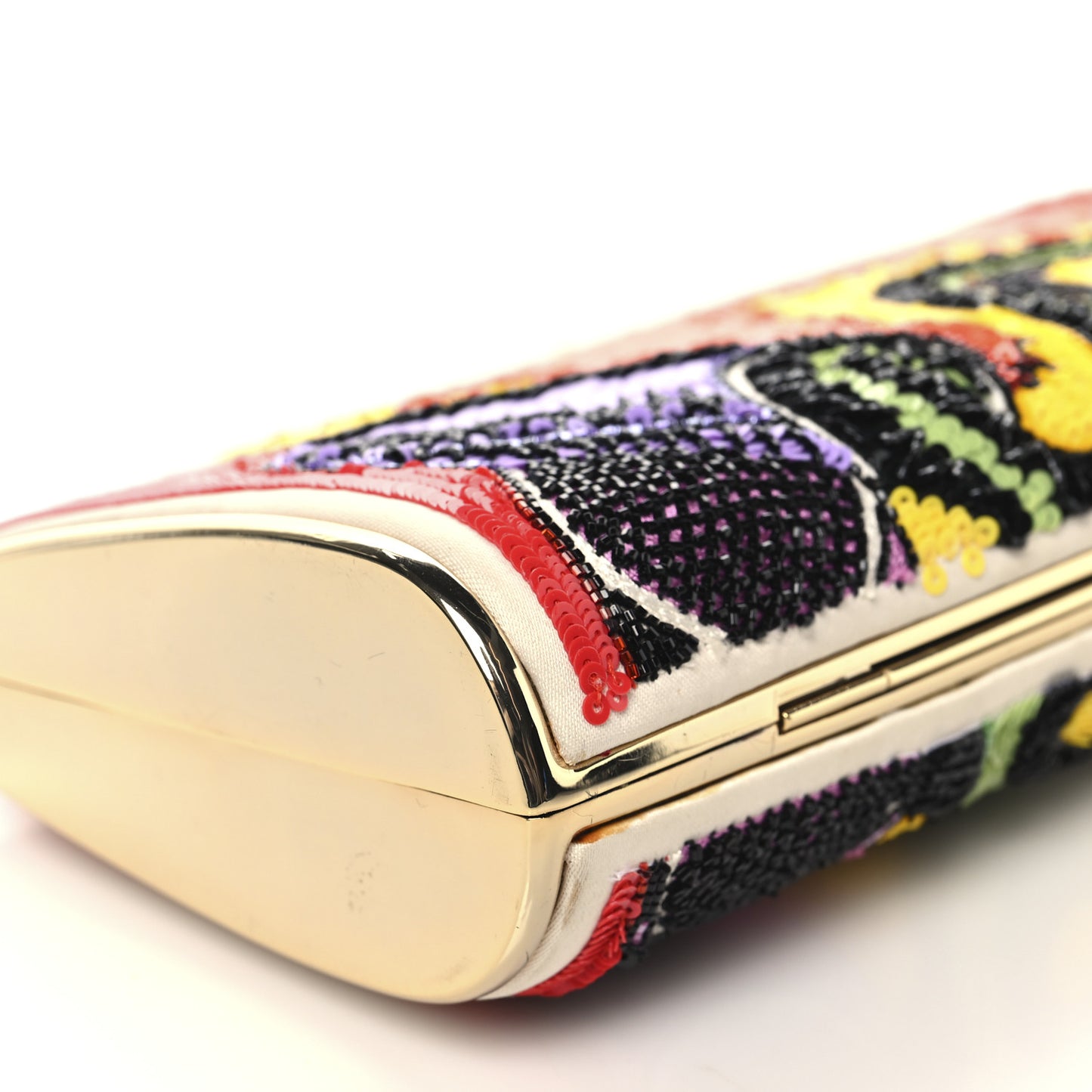 Satin Sequin Embroidered The Mag Bag Clutch Orange Multicolor