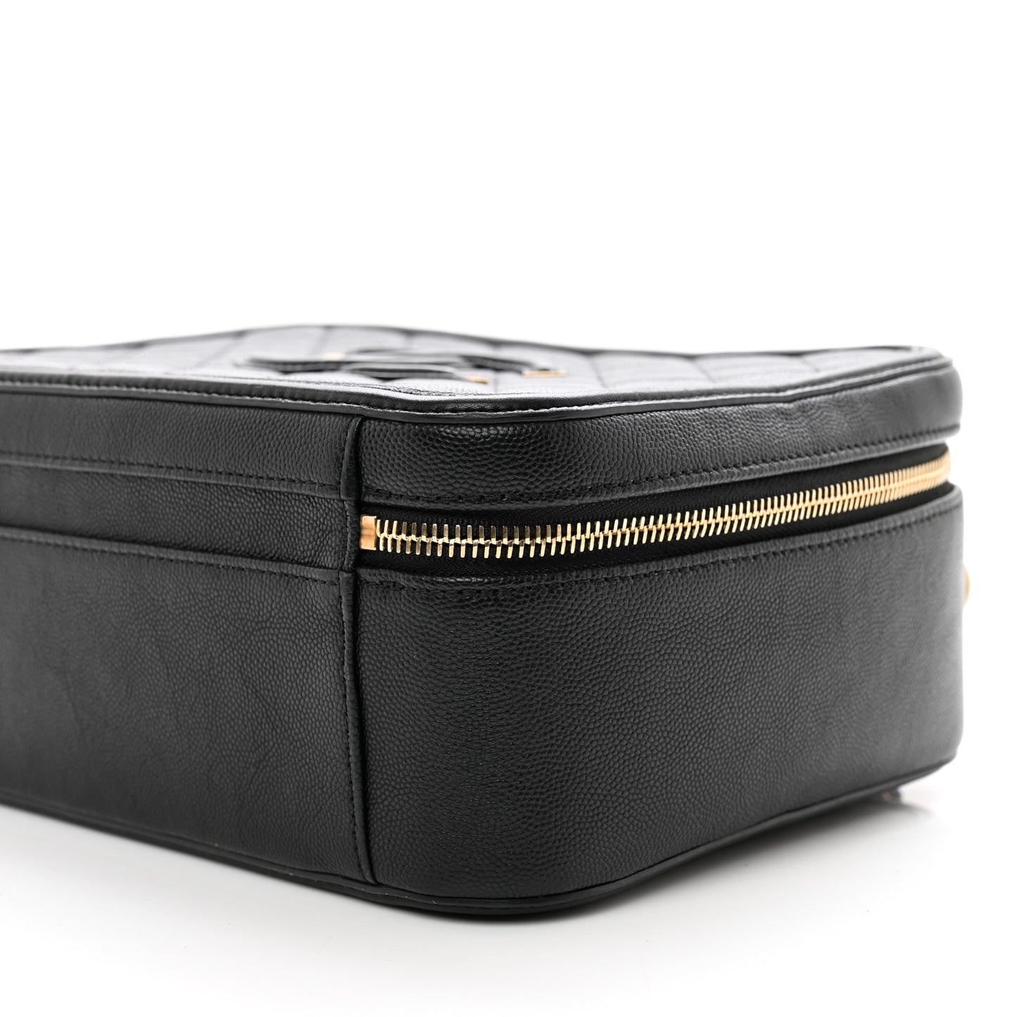 Caviar Quilted Large CC Filigree Vanity Case Black