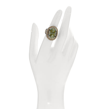 John Hardy Sterling Silver 18K Yellow Gold Peridot Tsavorite Batu Kawung Ring 50 5.5 2 of 5