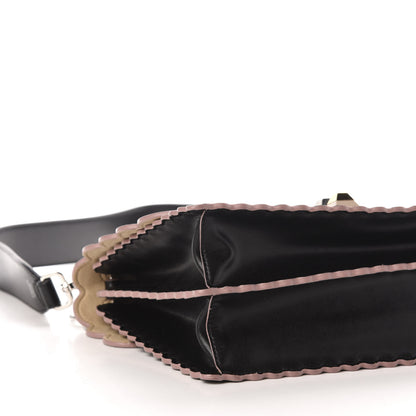 Fendi Vitello Liberty Pearl Bi-Color Flowers and Bow Scalloped Studded Kan I Shoulder Bag Black Soap 10 of 12