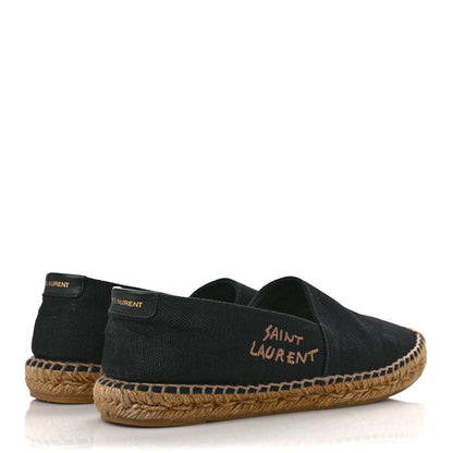 Saint Laurent Canvas Nappa Elba Light Logo Embroidered Espadrilles 39 Black 4 of 10