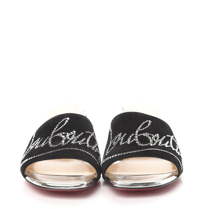 Christian Louboutin Veau Velours Specchio Dear Home 55 Slide Sandals 35.5 Black Crystal 2 of 8