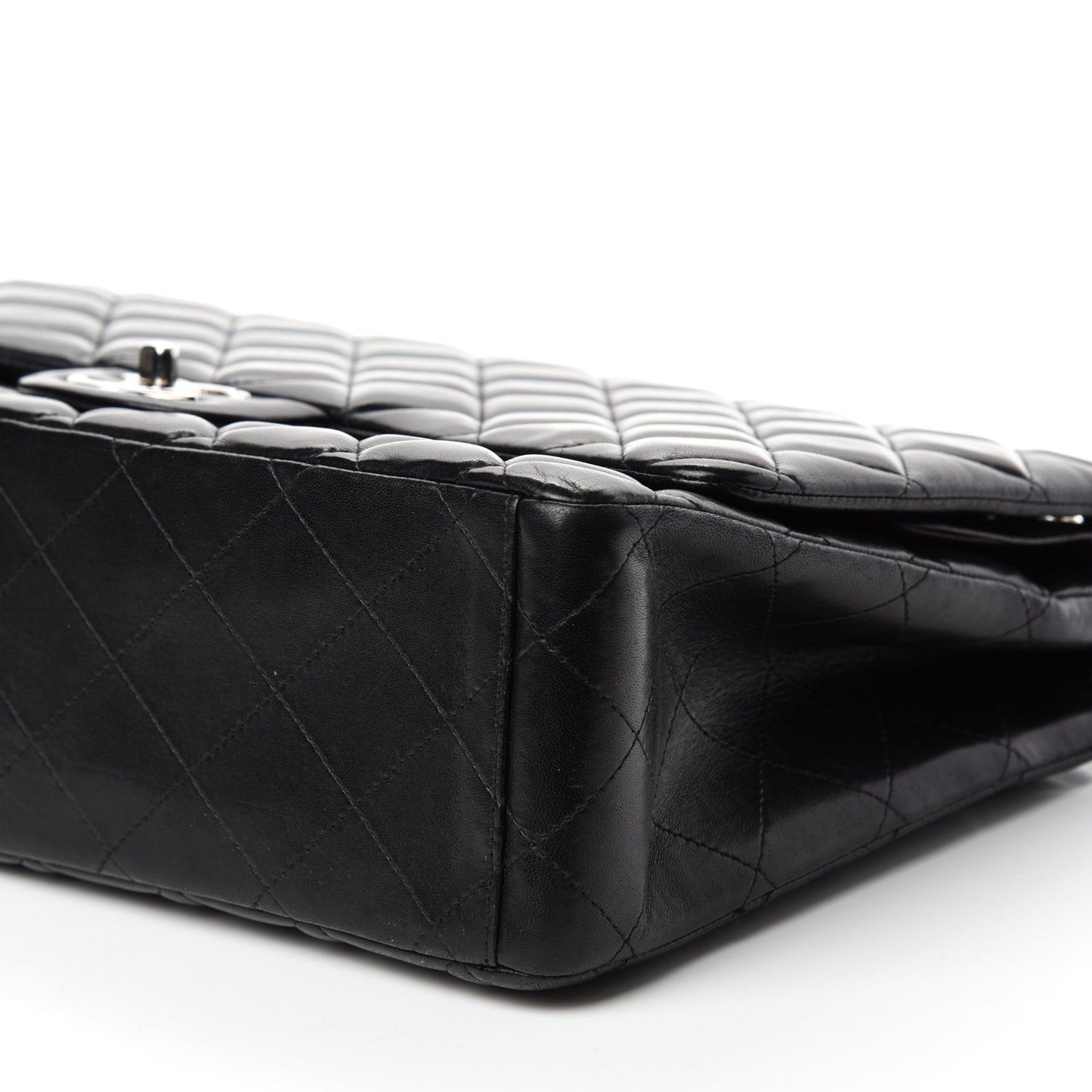 Lambskin Quilted Maxi Double Flap Black