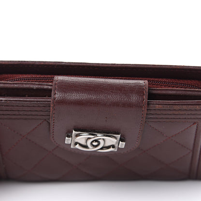 Chanel Lambskin Quilted Boy Zipped Pocket Wallet Burgundy 9 of 18