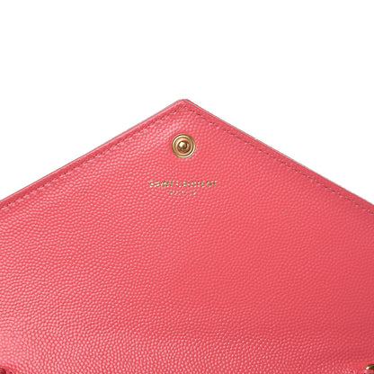 Saint Laurent Grain De Poudre Matelasse Chevron Monogram Chain Wallet Rose Clair 6 of 10