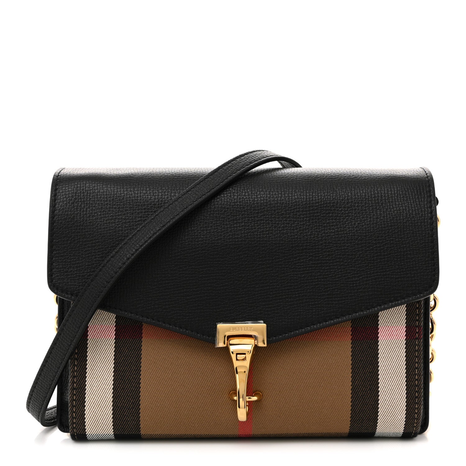 Burberry Derby Calfskin House Check Small Macken Crossbody Bag Black 1 of 10