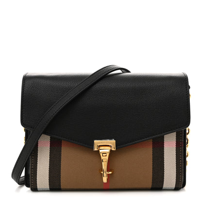 Burberry Derby Calfskin House Check Small Macken Crossbody Bag Black 1 of 10