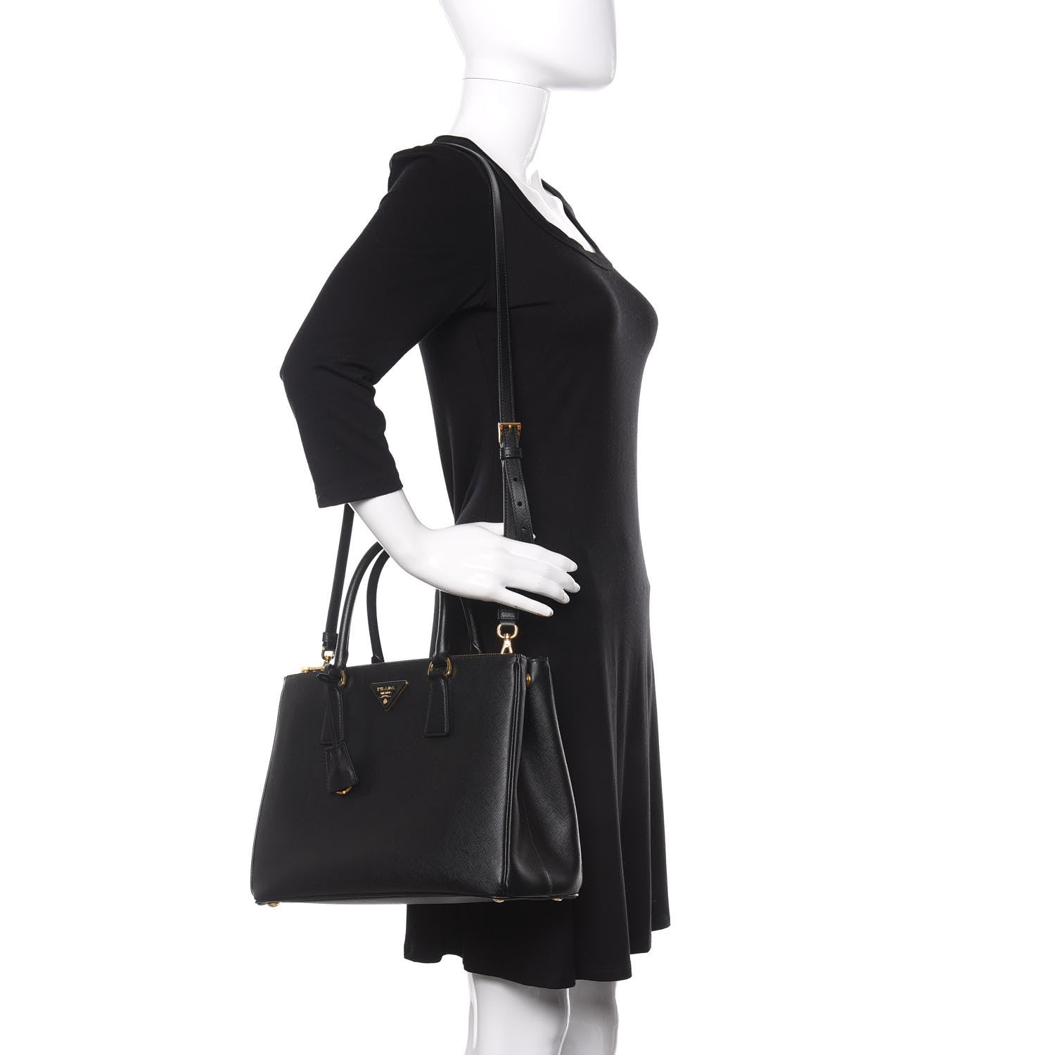 Prada Saffiano Medium Galleria Double Zip Tote Black 2 of 9