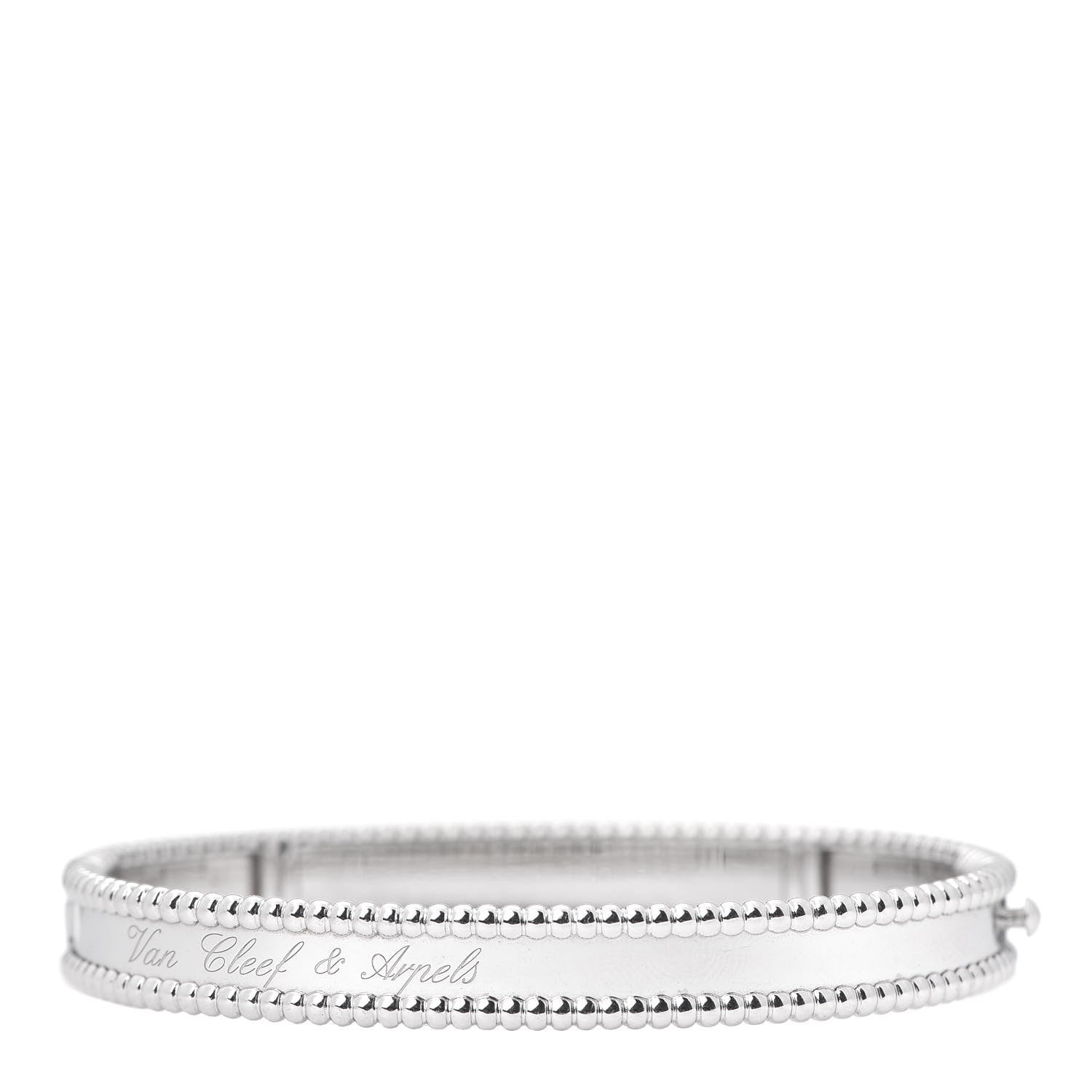 Van Cleef & Arpels 18K White Gold Perlee Signature Bangle Bracelet M 3 of 6