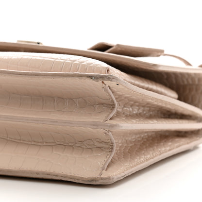 Saint Laurent Calfskin Crocodile Embossed Medium Monogram Sunset Rose Antic 10 of 11